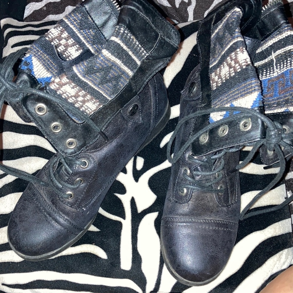 Black fold down combat boots